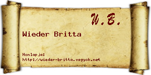 Wieder Britta névjegykártya